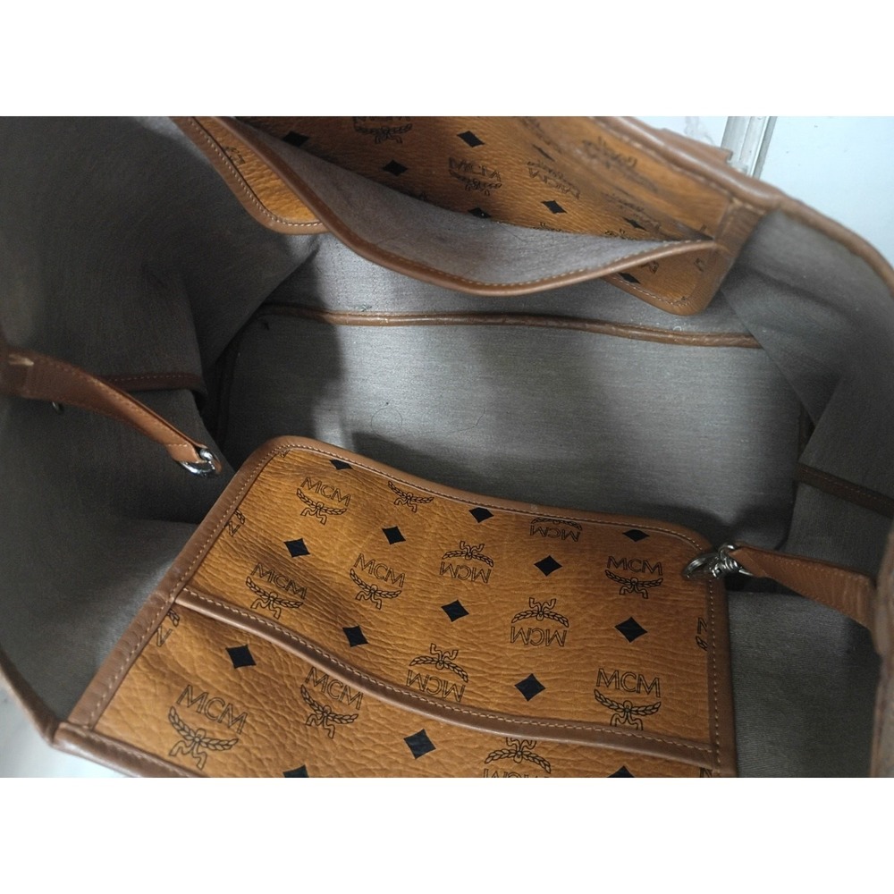 MCM Cognac Visetos Monogram Double Handle Bag - EUC - Picture 6 of 9